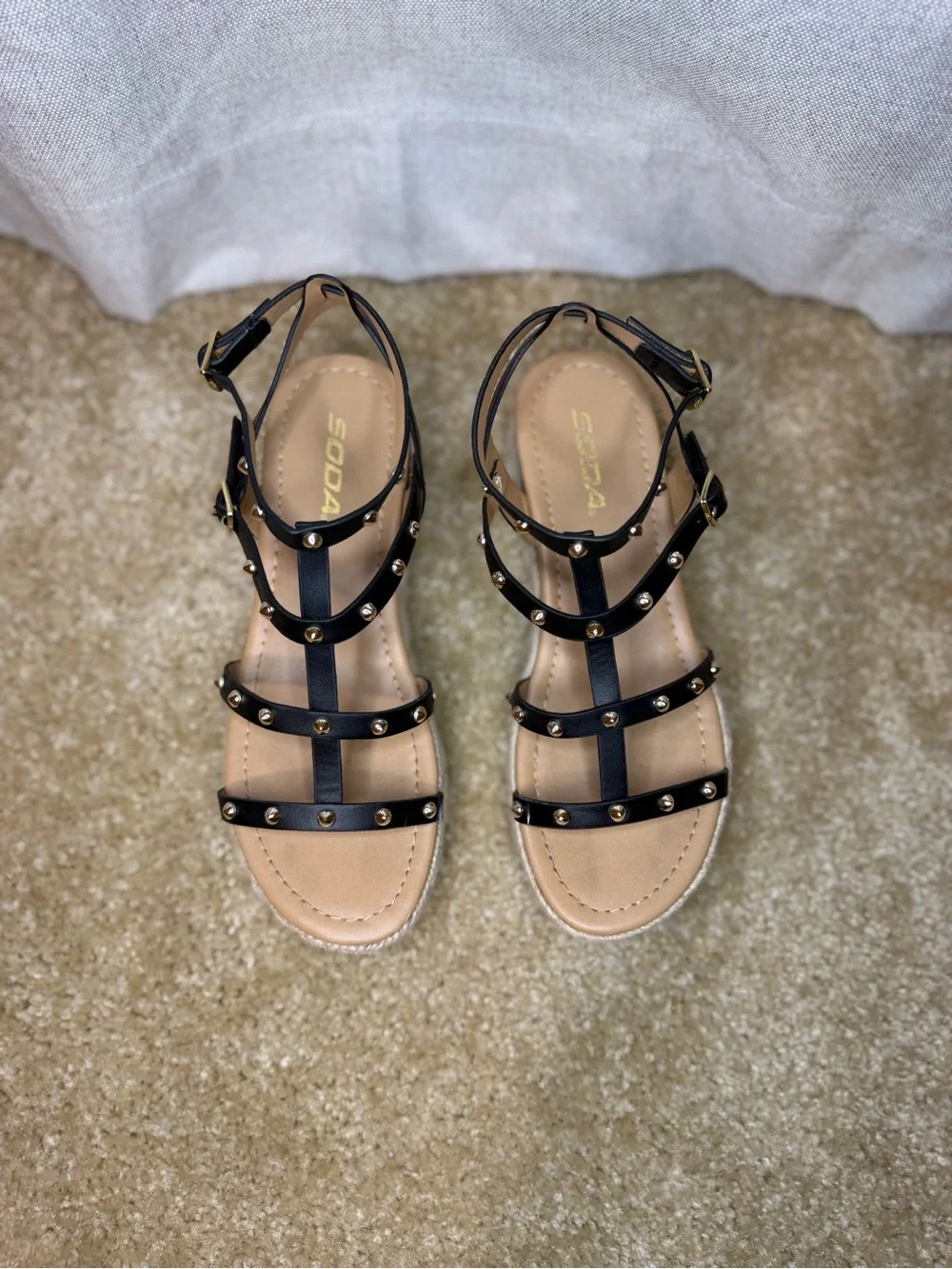 Black Studded Platform Sandals